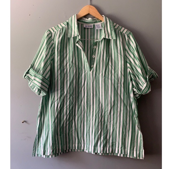 Blair Tops - 🛍Blair Button Up XL Green and White Stripes